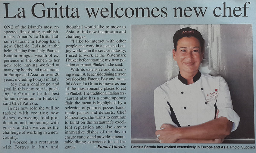 La Gritta in Phuket Gazette Newspaper
